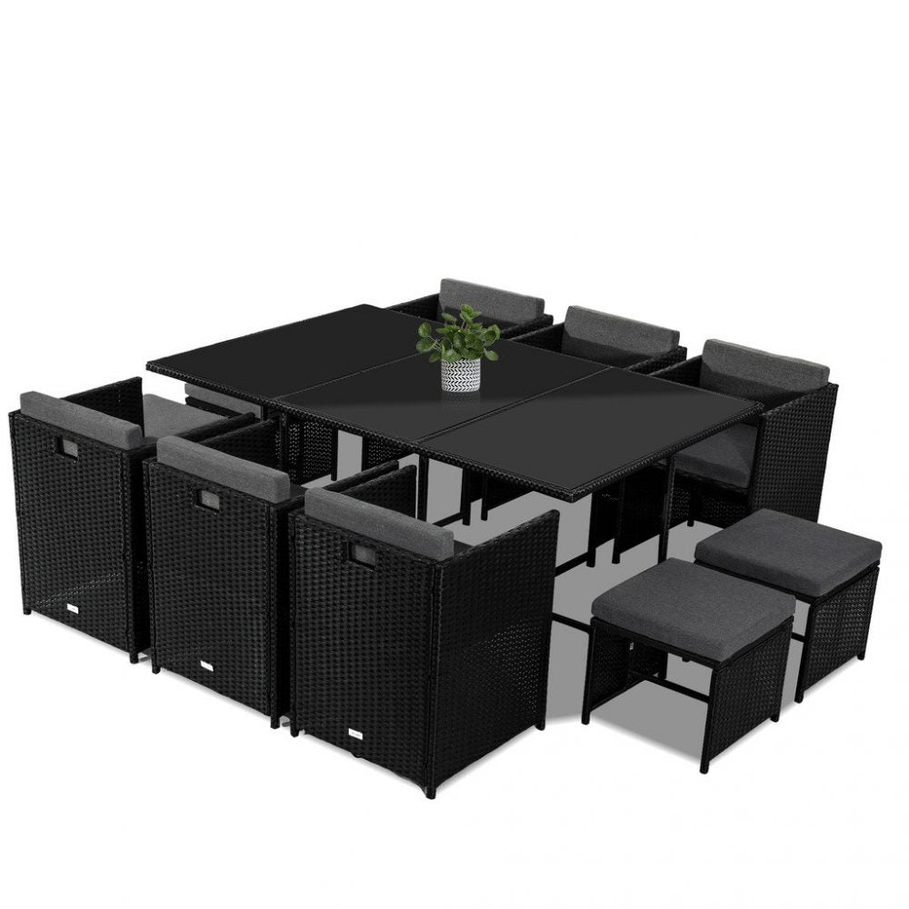 Bali 11 Piece Outdoor Dining Set-Black 5