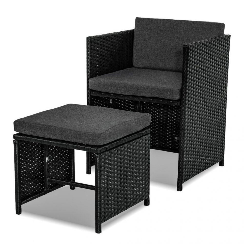 Bali 11 Piece Outdoor Dining Set-Black 7