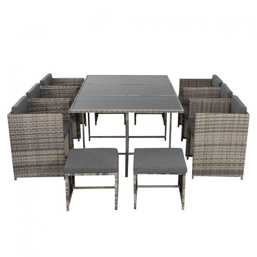 Bali 11 Piece Outdoor Dining Set-Grey 5