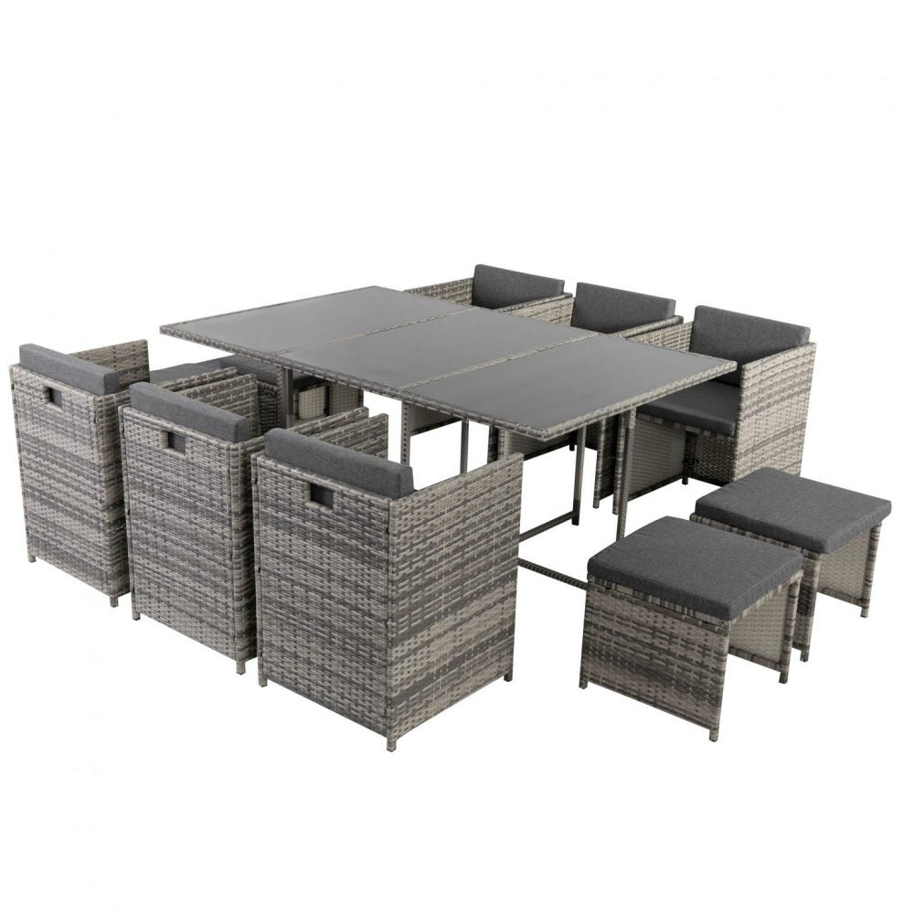 Bali 11 Piece Outdoor Dining Set-Grey 4
