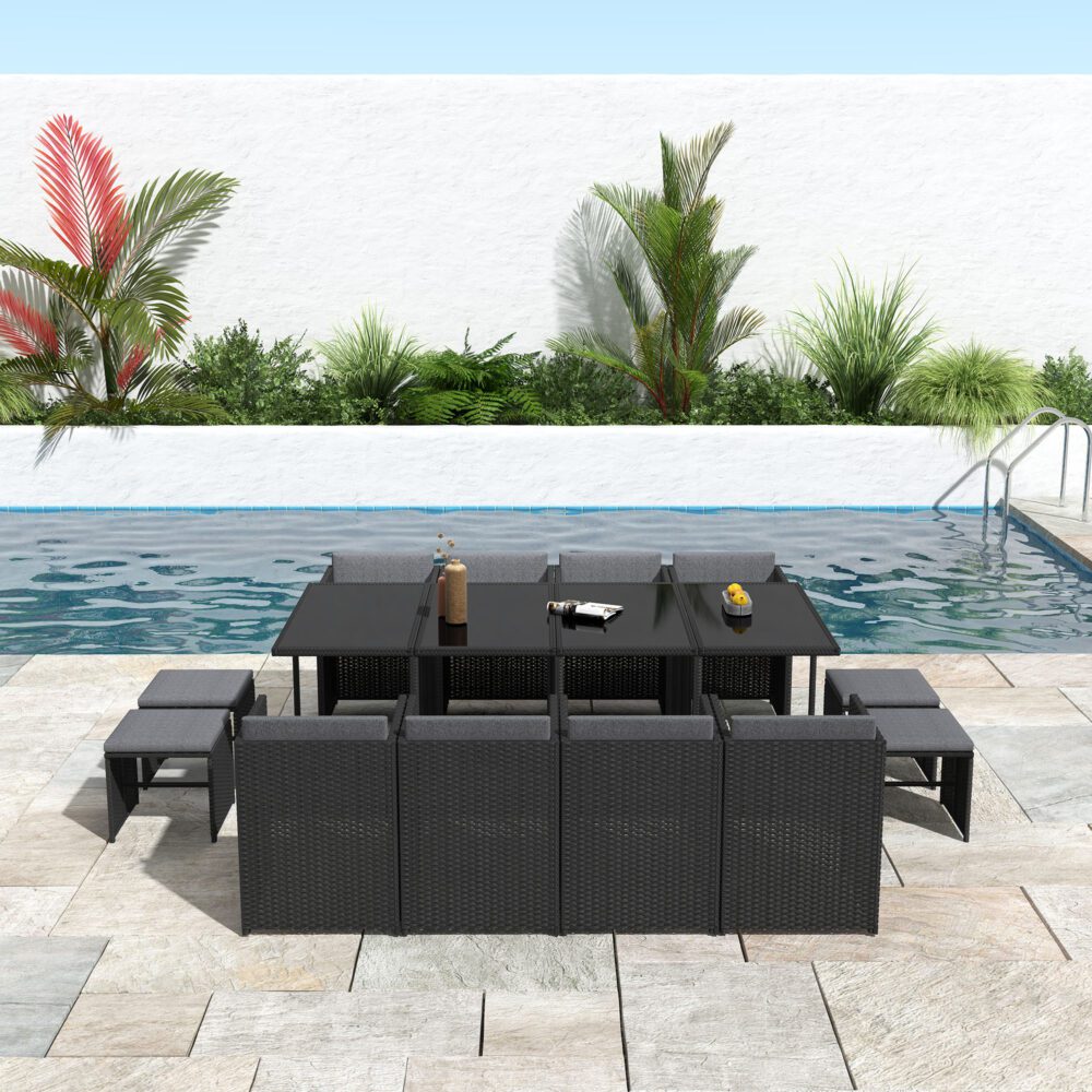 Bali 13PC Outdoor Dining Set-Black 4