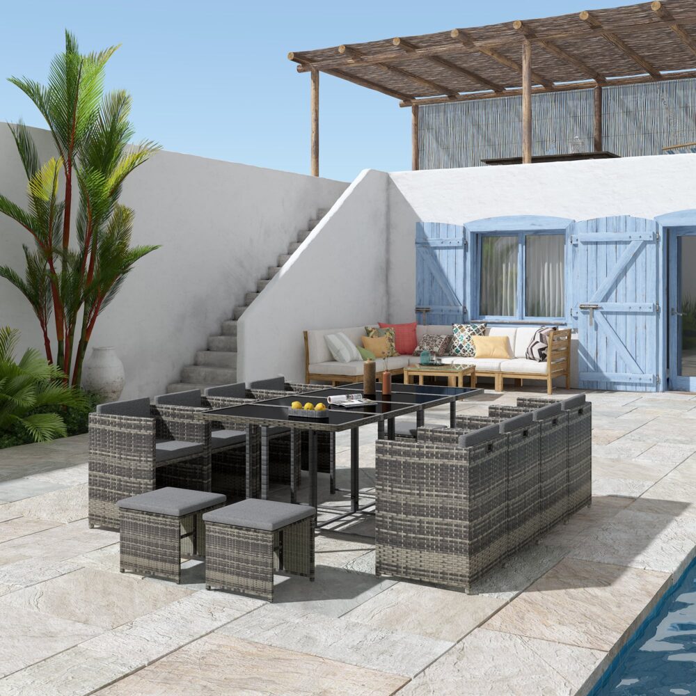 Bali 13PC Outdoor Dining Set-Grey 3