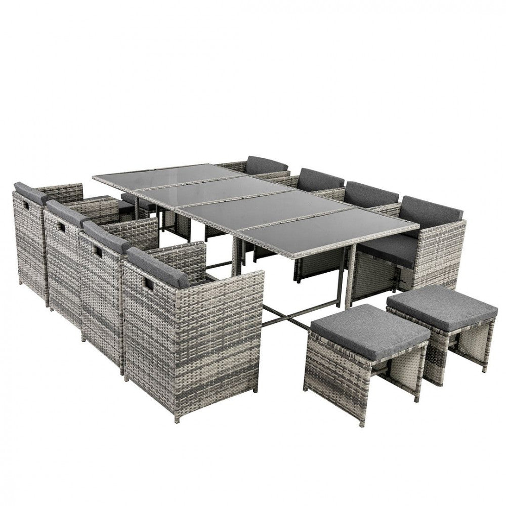 Bali 13PC Outdoor Dining Set-Grey 5