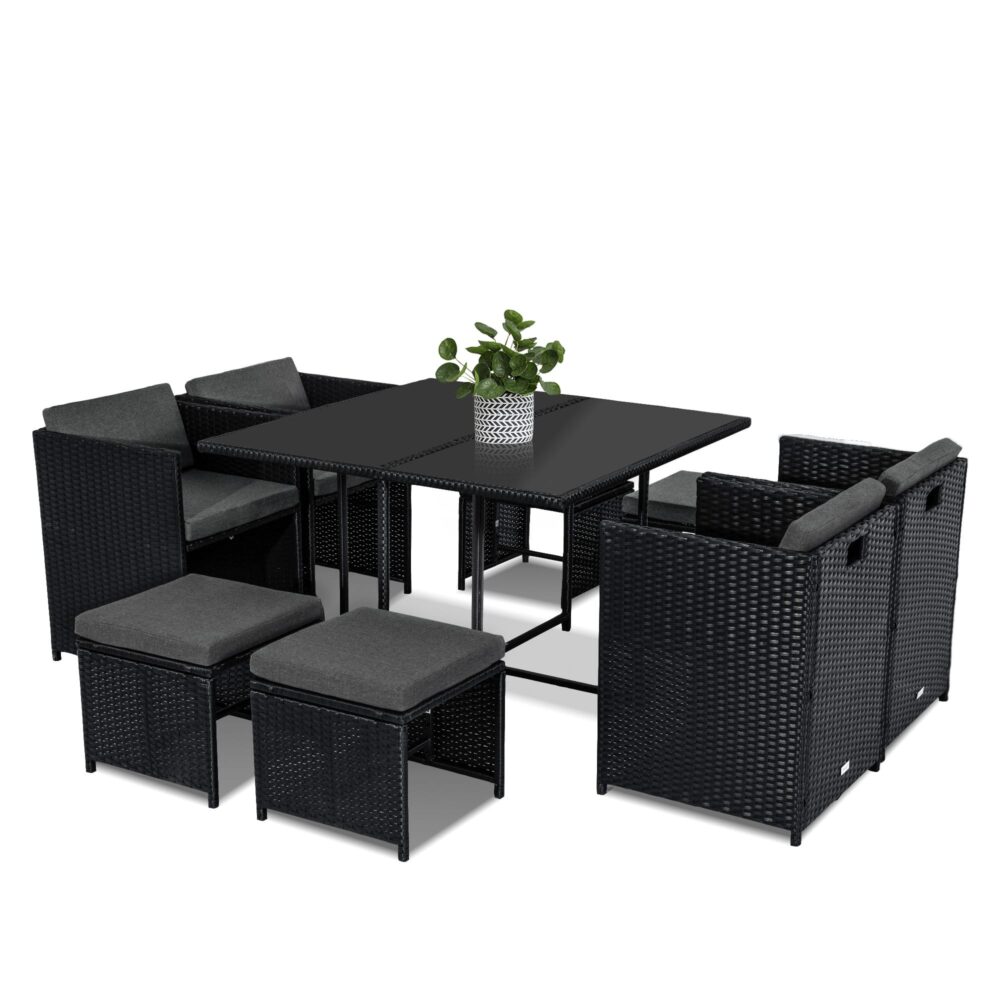 Horrocks 8 Seater Outdoor Dining Set-Black 4
