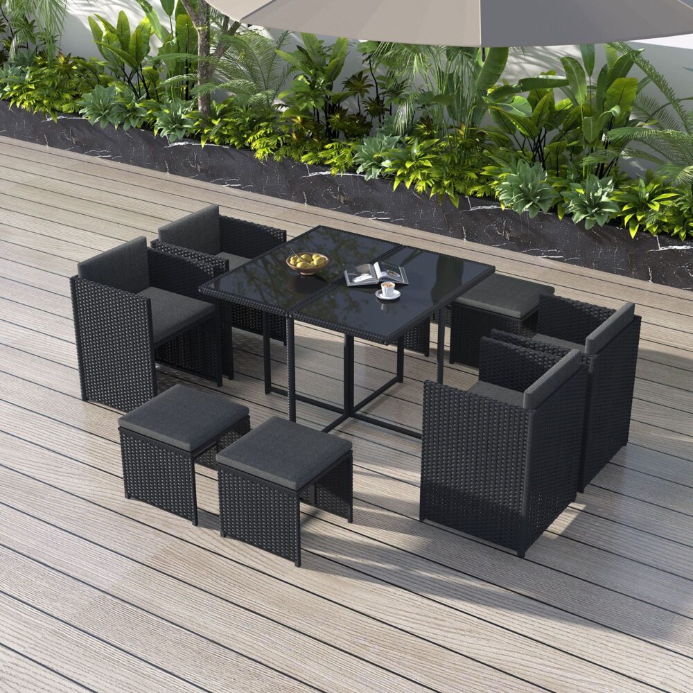 Horrocks 8 Seater Outdoor Dining Set-Black 3