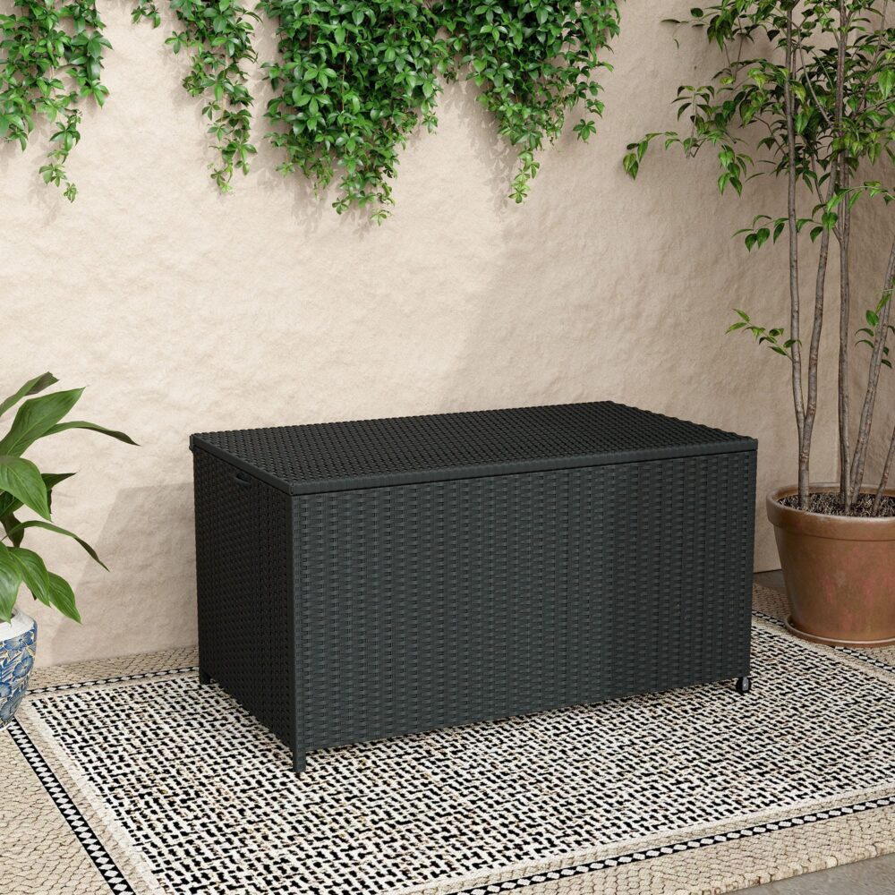 Outdoor PE Wicker Storage Box Garden 320L-Black 3