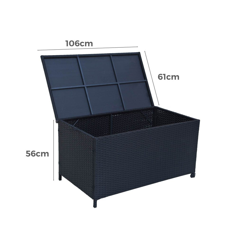 Outdoor PE Wicker Storage Box Garden 320L-Black 7