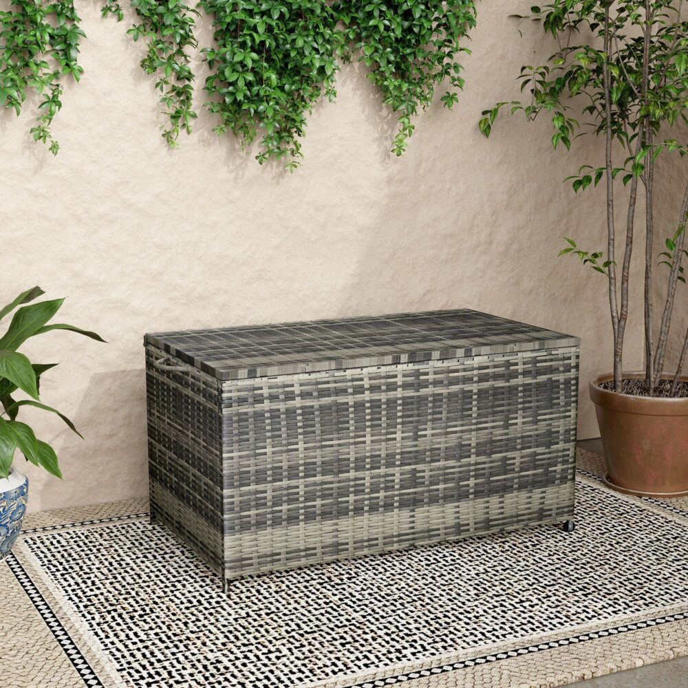 Outdoor PE Wicker Storage Box Garden 320L-Grey 3