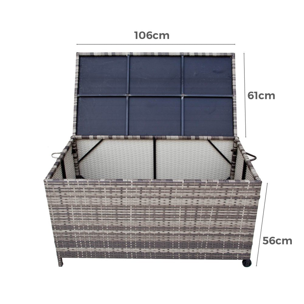 Outdoor PE Wicker Storage Box Garden 320L-Grey 6