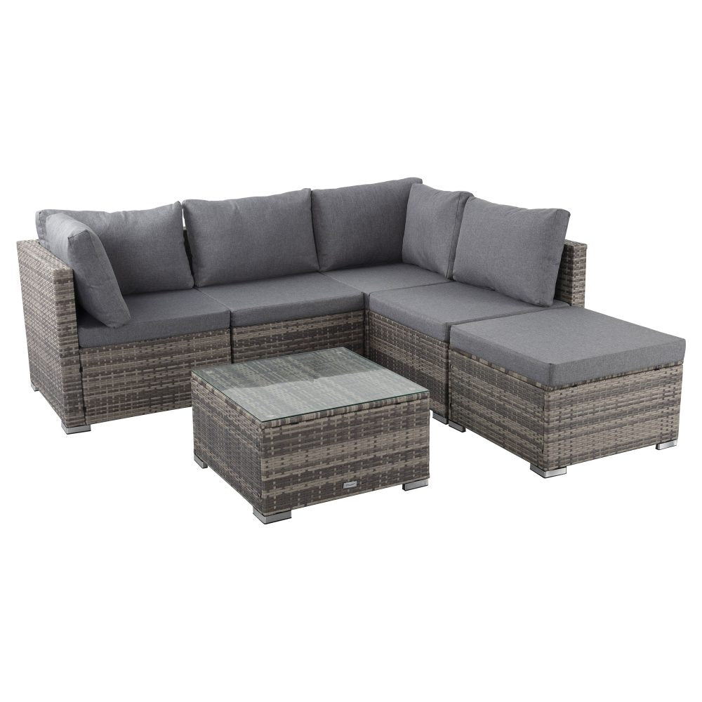 Ottoman-Style Outdoor Lounge Set in Grey 7