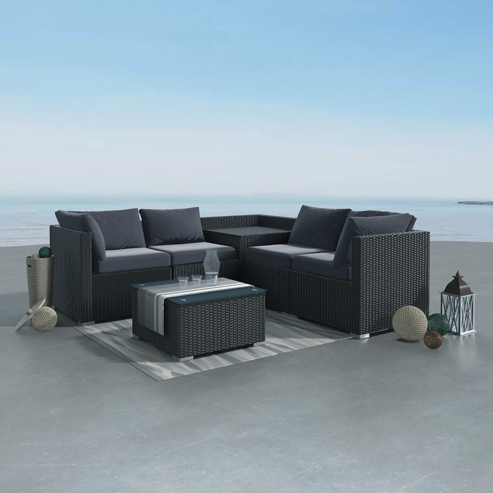 6PCS Outdoor Modular Lounge Sofa Coogee-Black 3