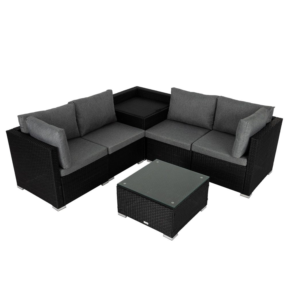 6PCS Outdoor Modular Lounge Sofa Coogee-Black 6