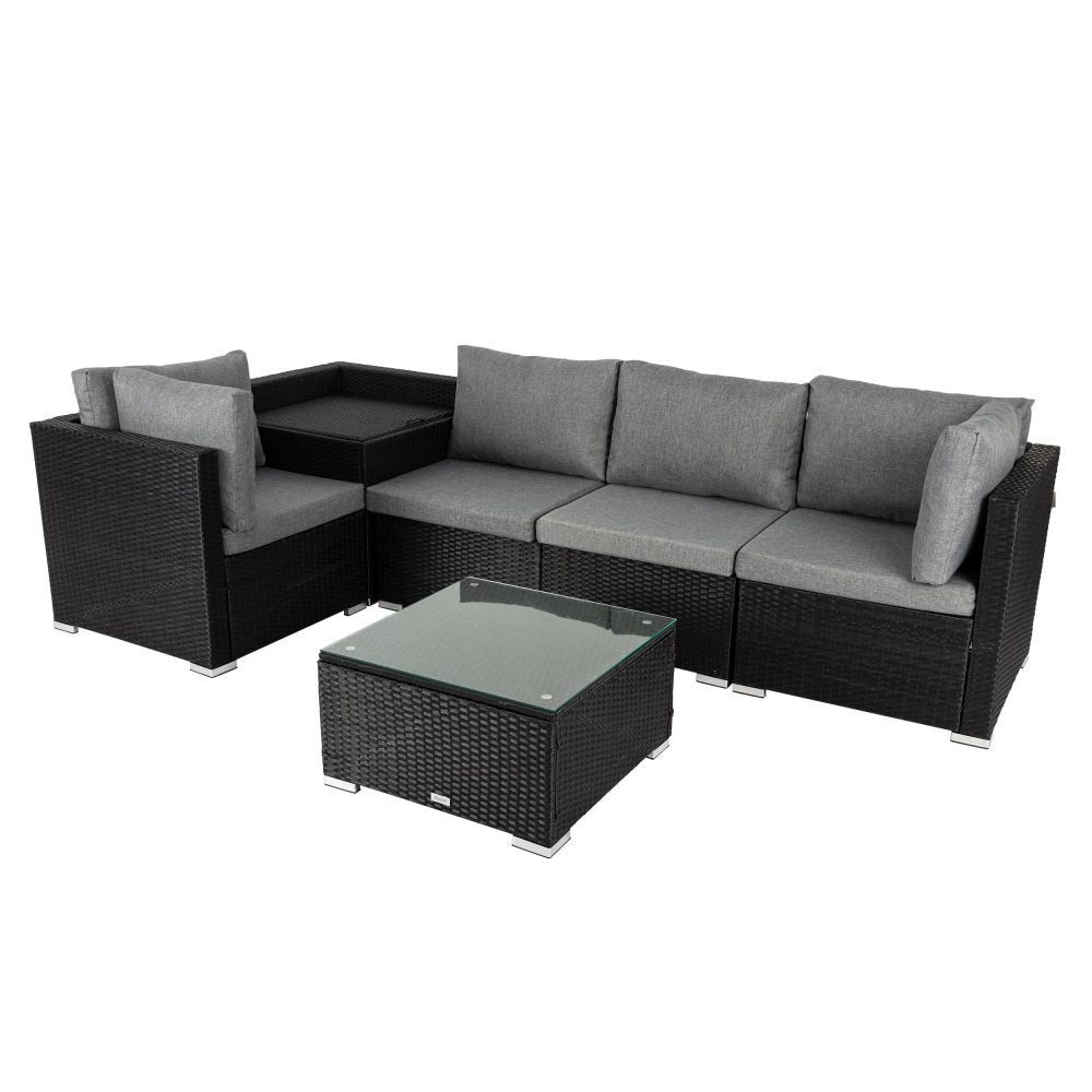 6PCS Outdoor Modular Lounge Sofa Coogee-Black 7