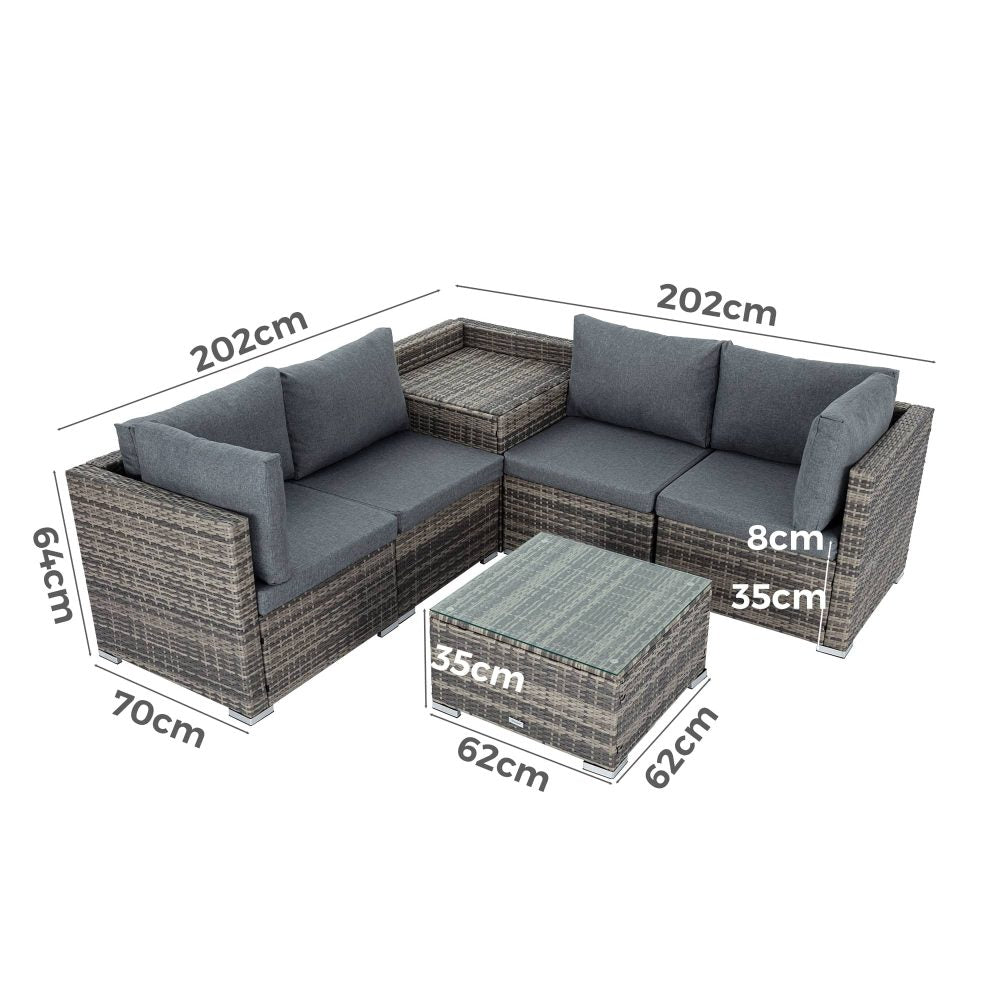 6PCS Outdoor Modular Lounge Sofa Coogee-Grey 15