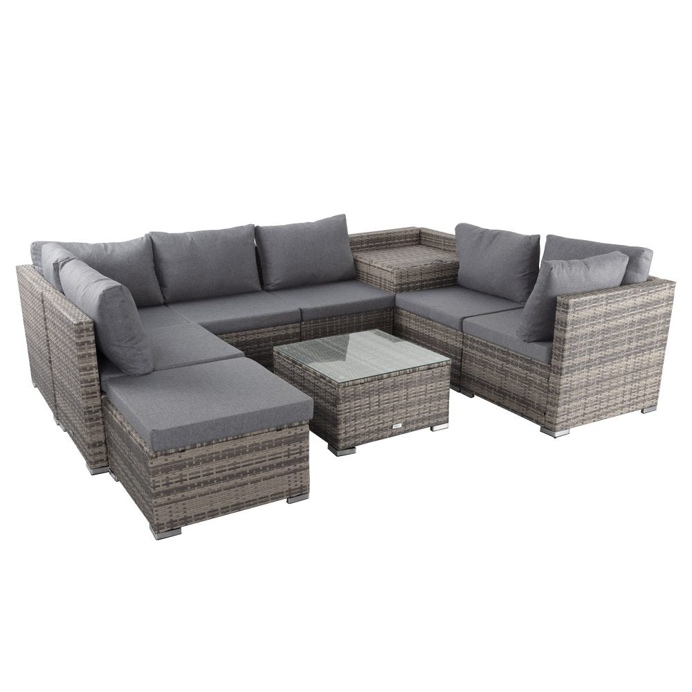 Large Modular Outdoor Ottoman Lounge Set in Grey 5