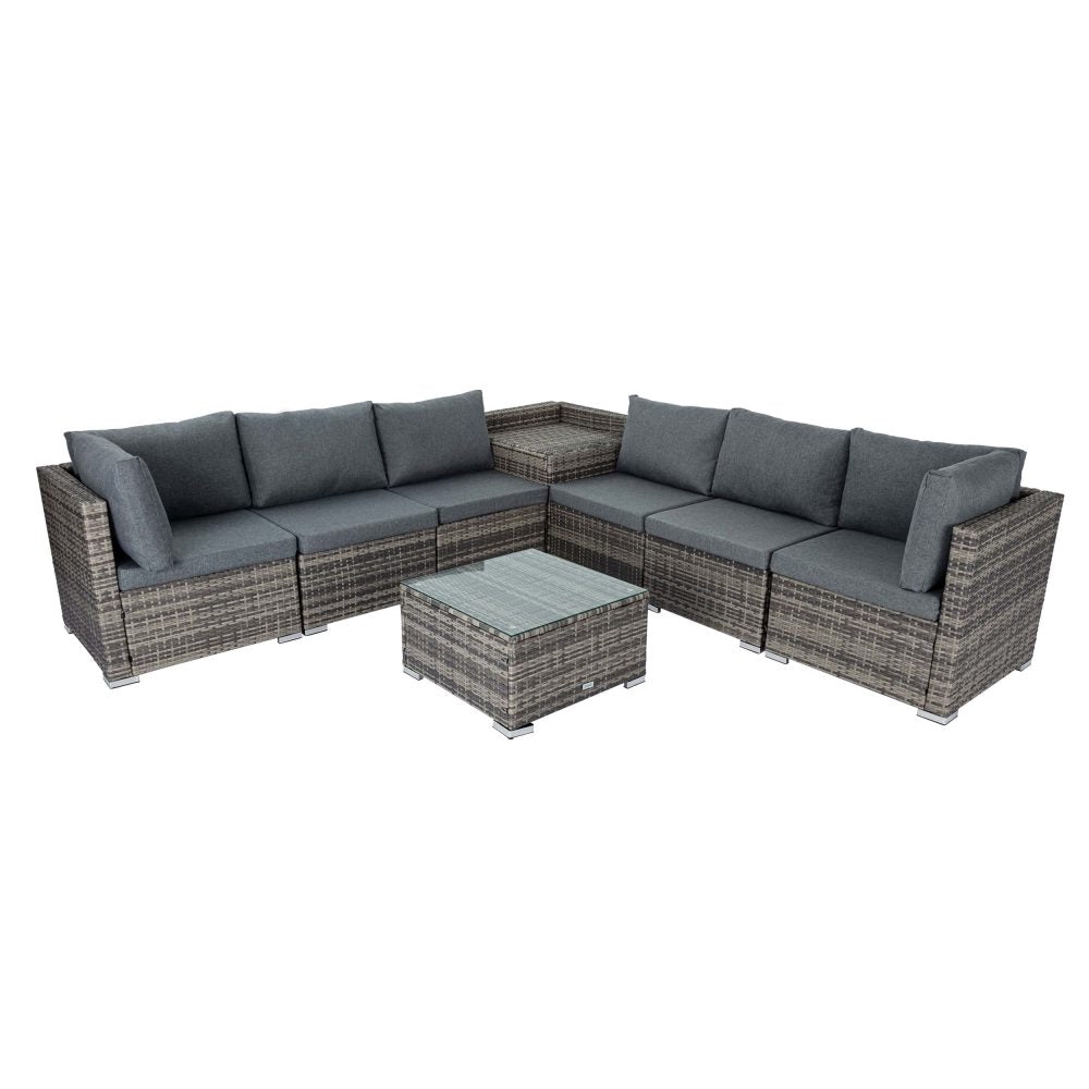 8PCS Outdoor Furniture Modular Lounge Sofa Lizard-Grey 8