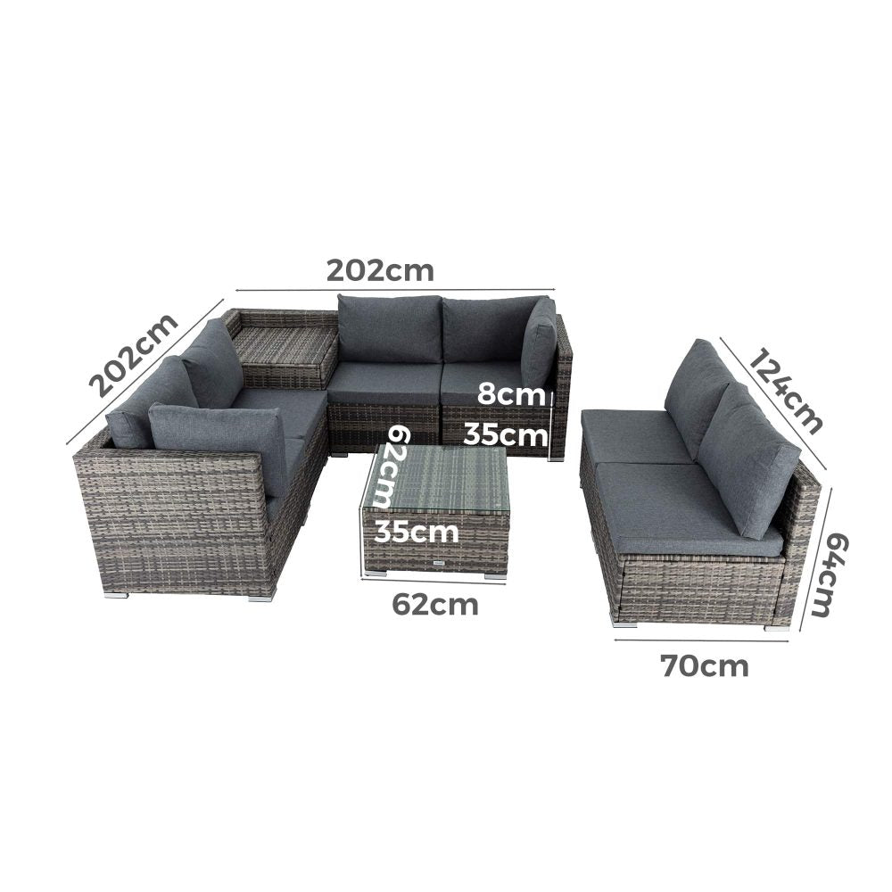 8PCS Outdoor Furniture Modular Lounge Sofa Lizard-Grey 15