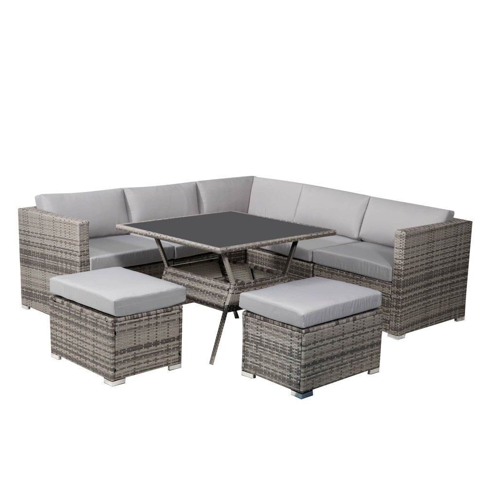 8PC Outdoor Dining Set Wicker Table &amp; Chairs-Grey 5