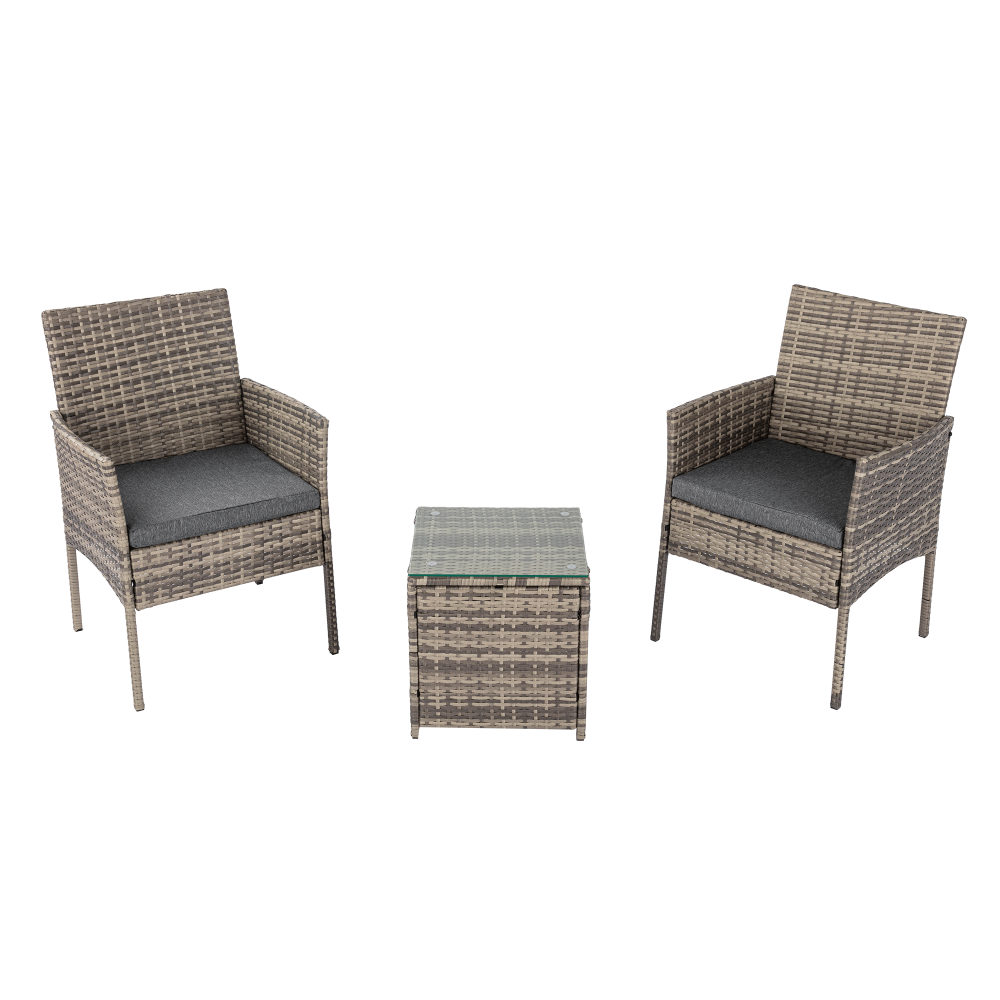 2 Seater PE Rattan Outdoor Furniture Chat Set- Mixed Grey 3