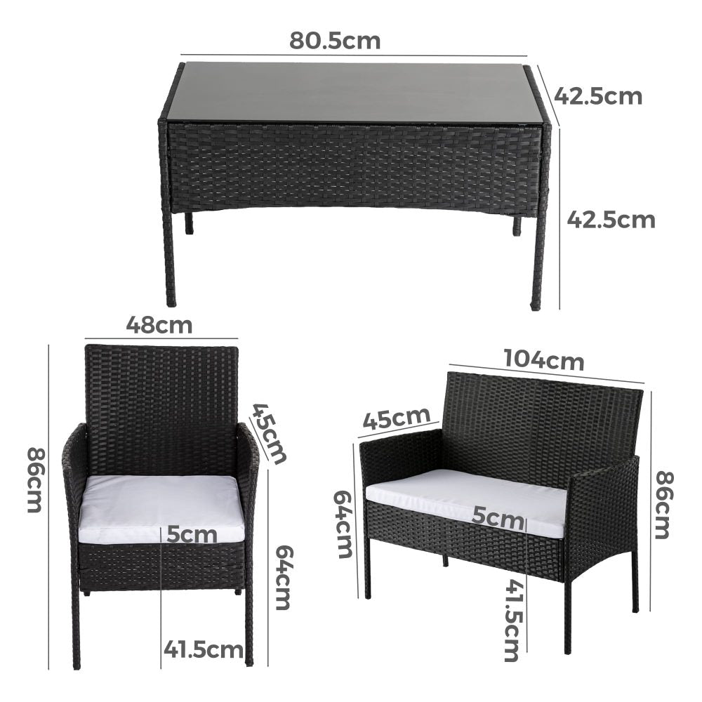 Ville 4-Seater PE Wicker Outdoor Lounge Sofa Set 8