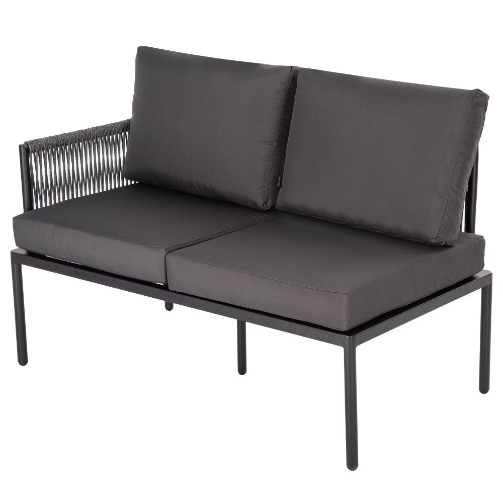 Eden 4-Seater Outdoor Lounge Set with Coffee Table in Black-Stylish Textile and Rope Design 3