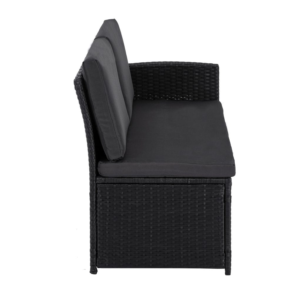 Ella 8-Seater Modular Outdoor Garden Lounge and Dining Set with Table and Stools in Black 6