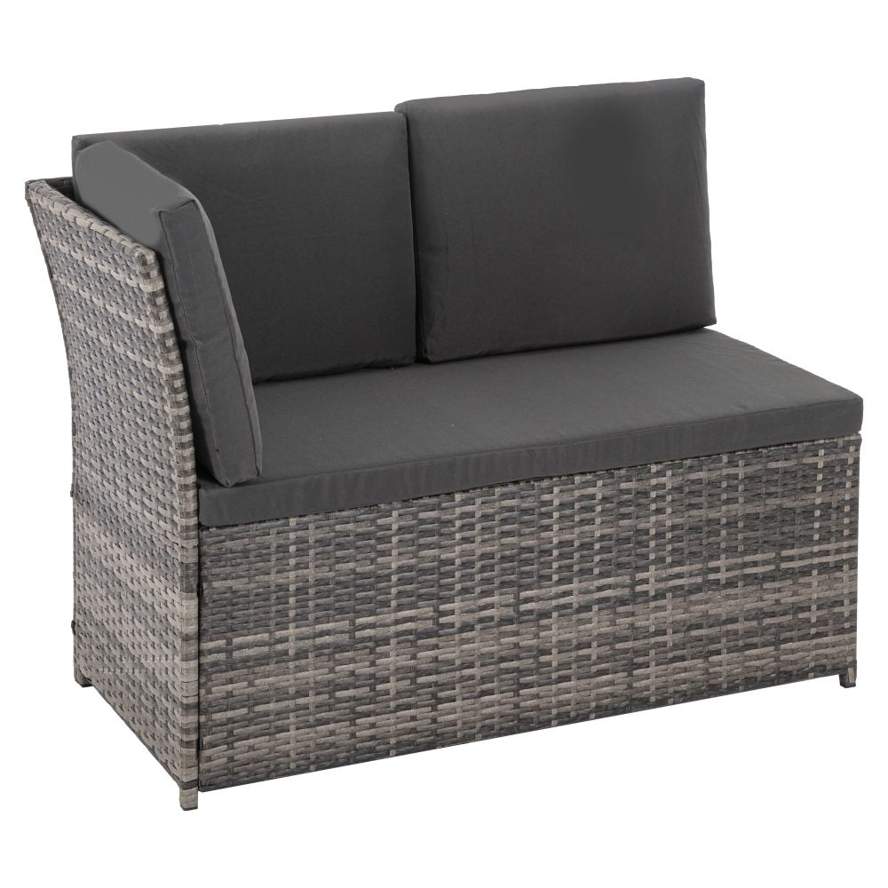 Ella 8-Seater Modular Outdoor Garden Lounge and Dining Set with Table and Stools in Dark Grey Weave 4