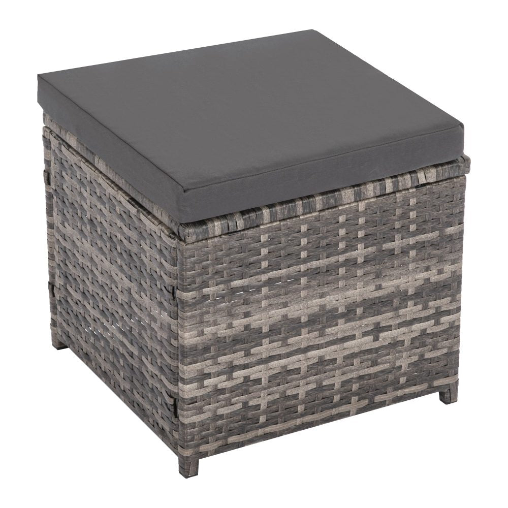 Ella 8-Seater Modular Outdoor Garden Lounge and Dining Set with Table and Stools in Dark Grey Weave 5