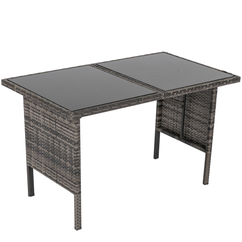 Ella 8-Seater Modular Outdoor Garden Lounge and Dining Set with Table and Stools in Dark Grey Weave 6