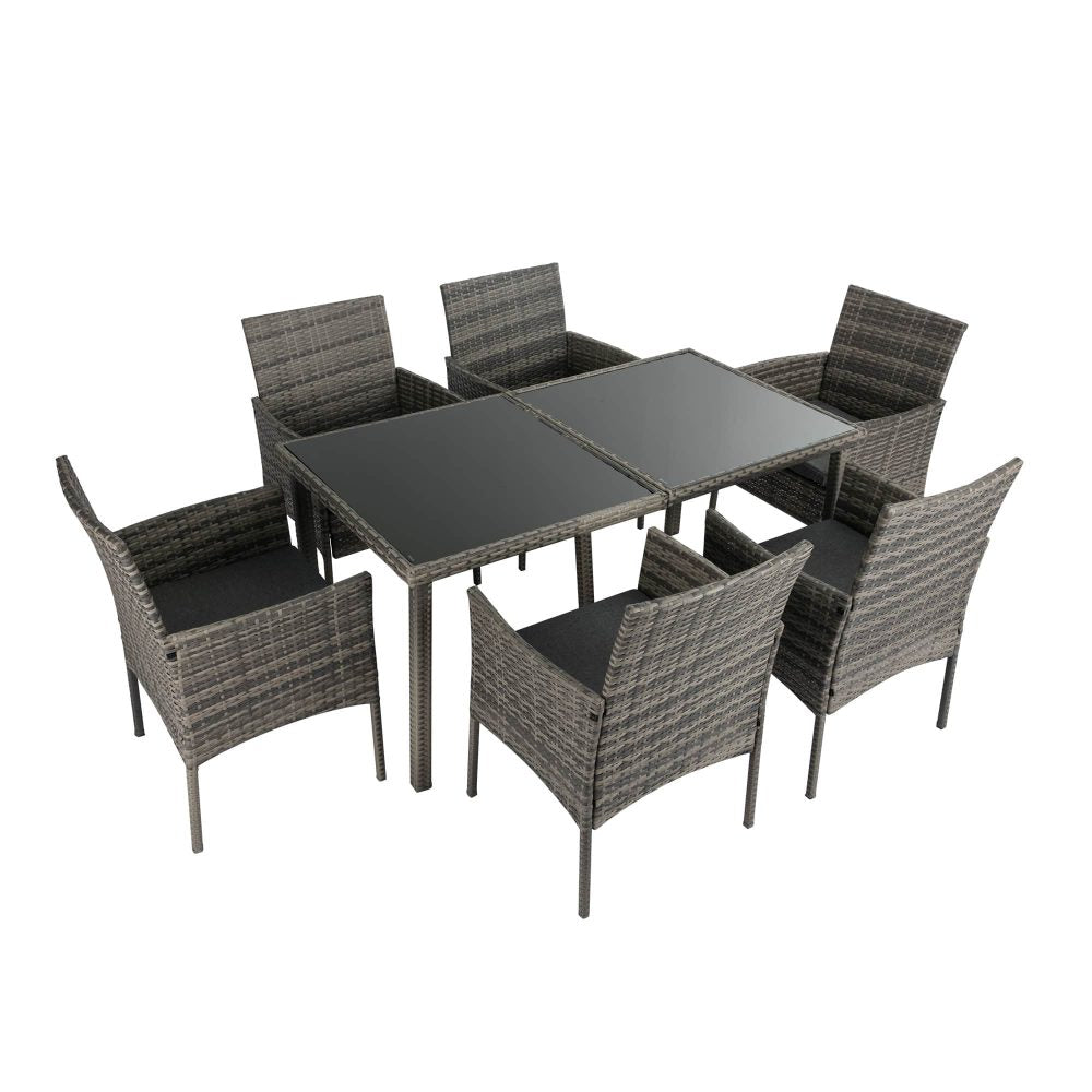 Rural Style Outdoor Grey Wicker 6 Seater Dining Set 4