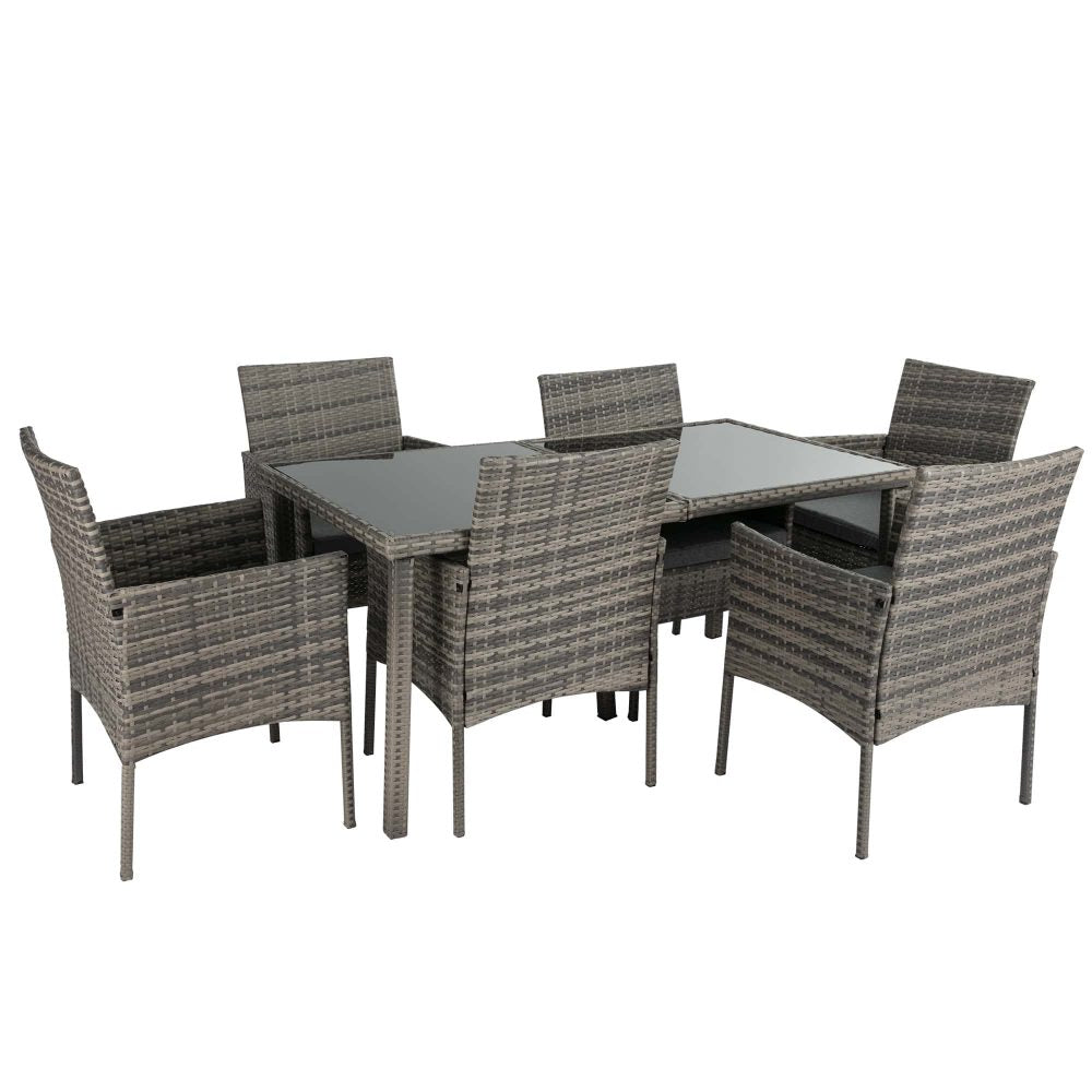 Rural Style Outdoor Grey Wicker 6 Seater Dining Set 5