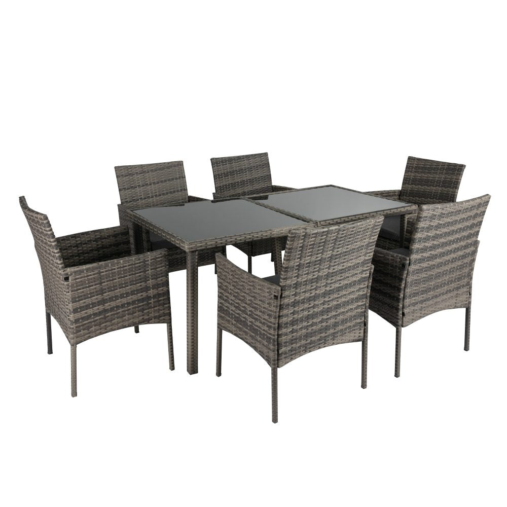 Rural Style Outdoor Grey Wicker 6 Seater Dining Set 6