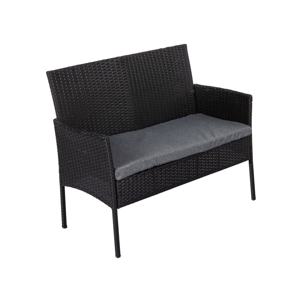 4 Seater Wicker Outdoor Lounge Set - Black 6