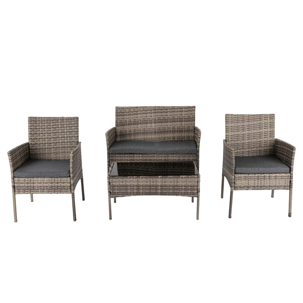 4 Seater Wicker Outdoor Lounge Set - Mixed Grey 3