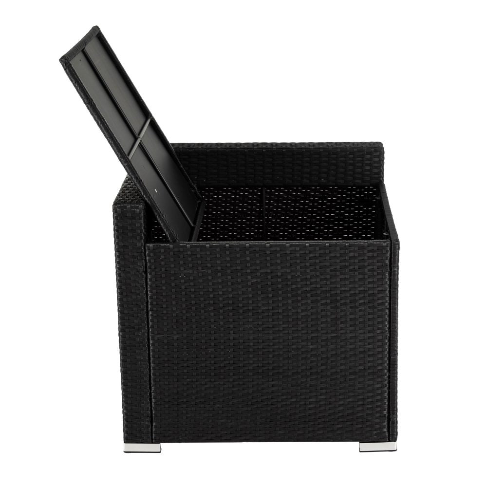 7PC Outdoor Wicker Loveseat Setting with Storage Corner (Black) 11