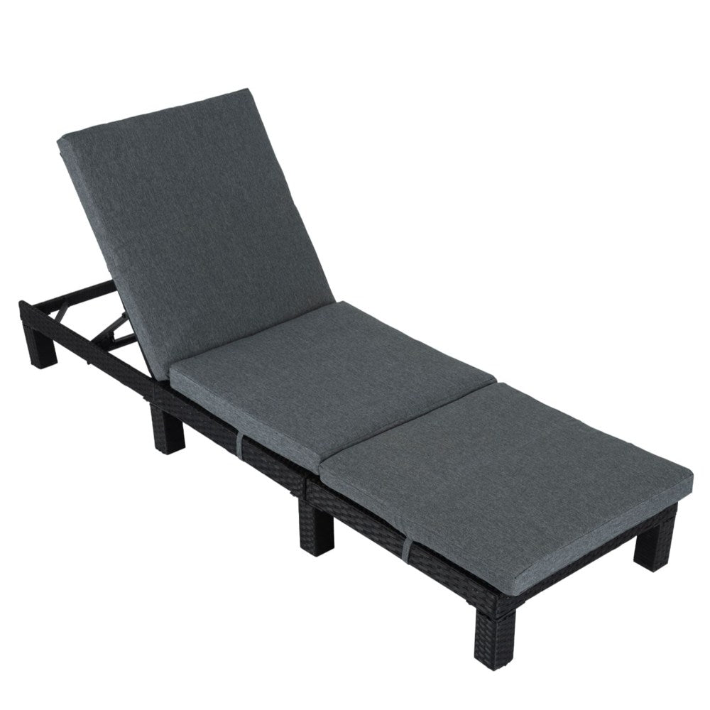 Black Rattan Sunbed with Adjustable Recline 3