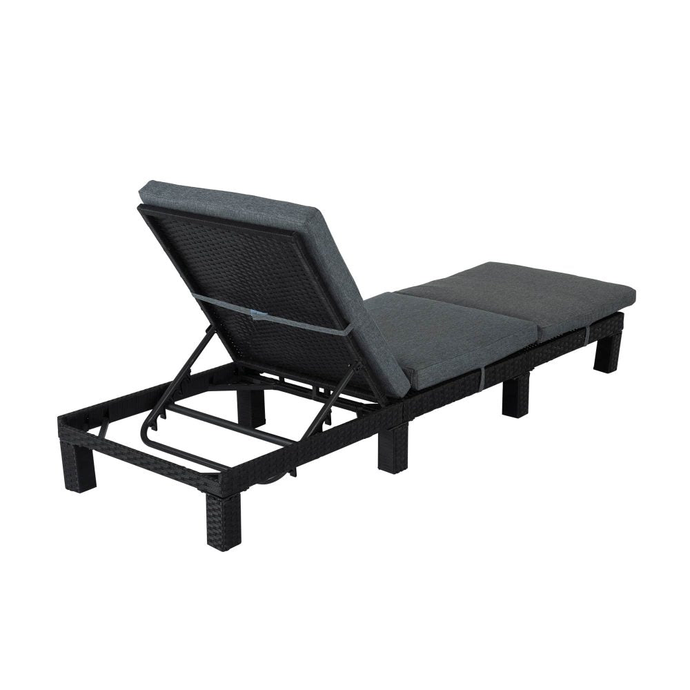 Black Rattan Sunbed with Adjustable Recline 4