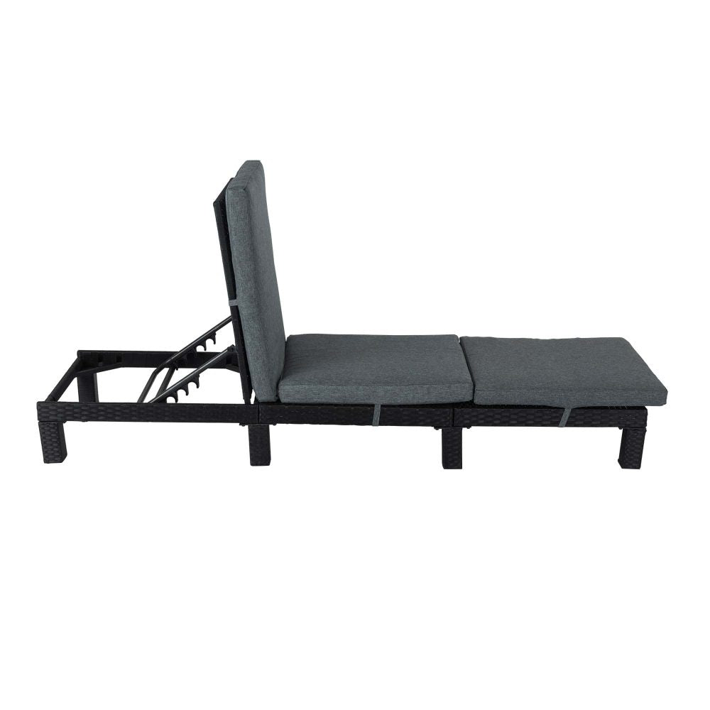 Black Rattan Sunbed with Adjustable Recline 5