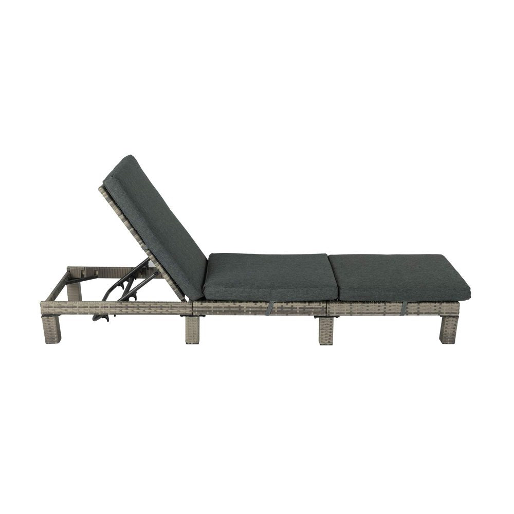 Grey Rattan Sunbed with Adjustable Recline 4