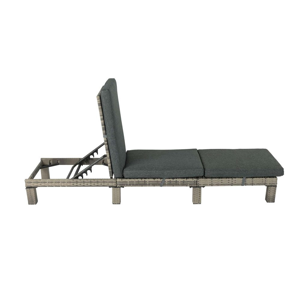Grey Rattan Sunbed with Adjustable Recline 5