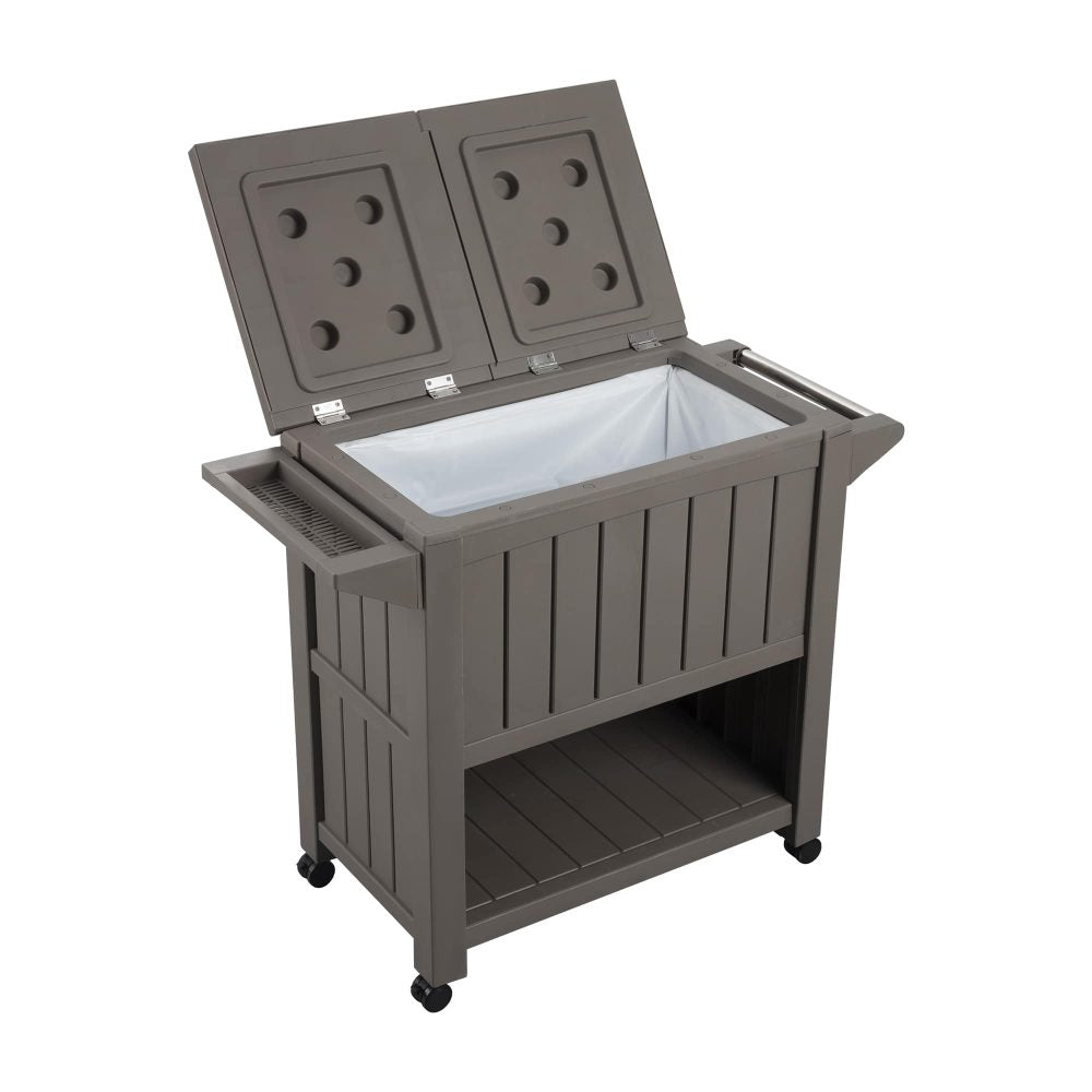 Garden Bar Serving Cart with Cooler (Taupe) 8