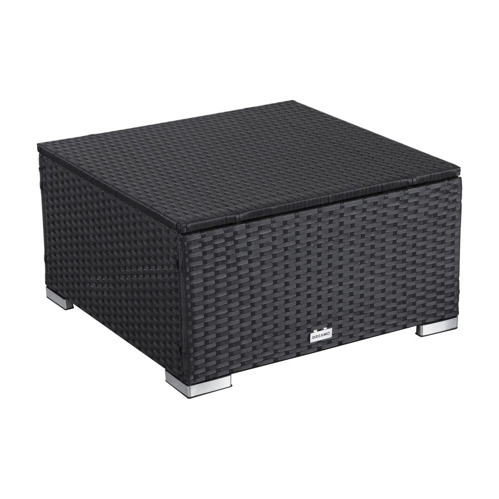 Outdoor wicker ottoman in Black 4