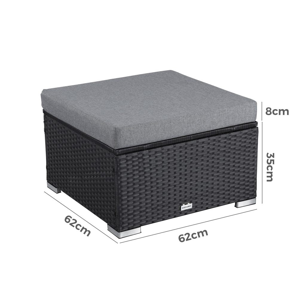 Outdoor wicker ottoman in Black 5