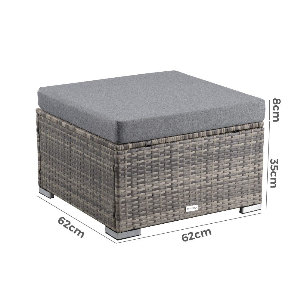 Outdoor wicker ottoman in Grey 5