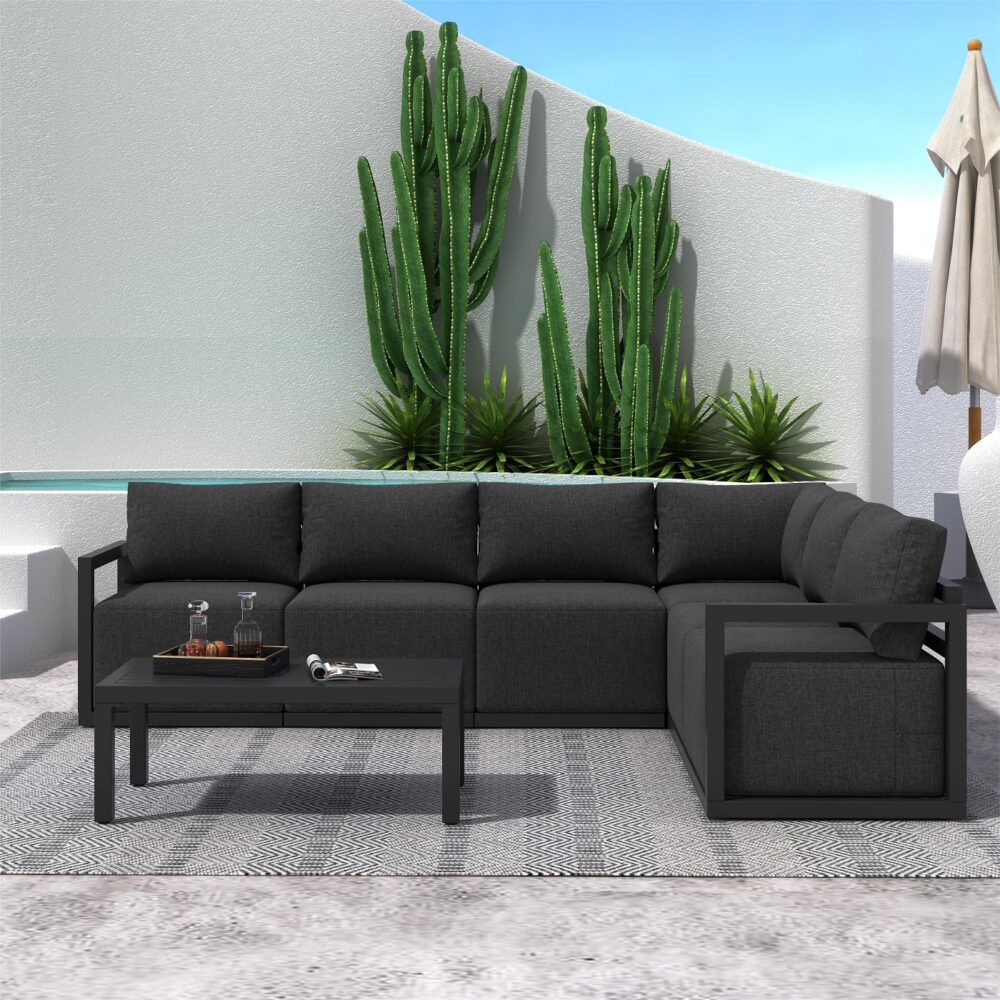 Alfresco Contemporary All-Weather Lounge Set – White 3