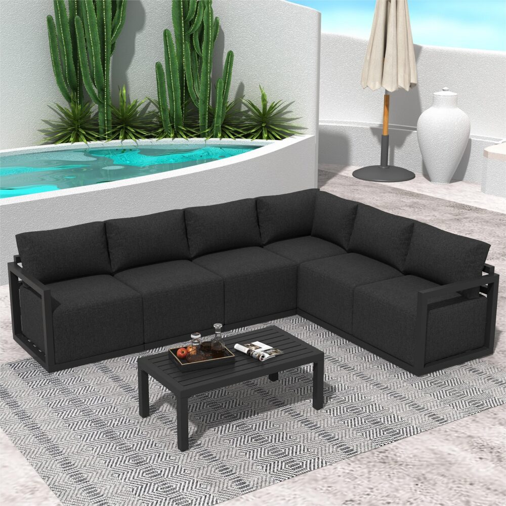 Alfresco Contemporary All-Weather Lounge Set – White 4