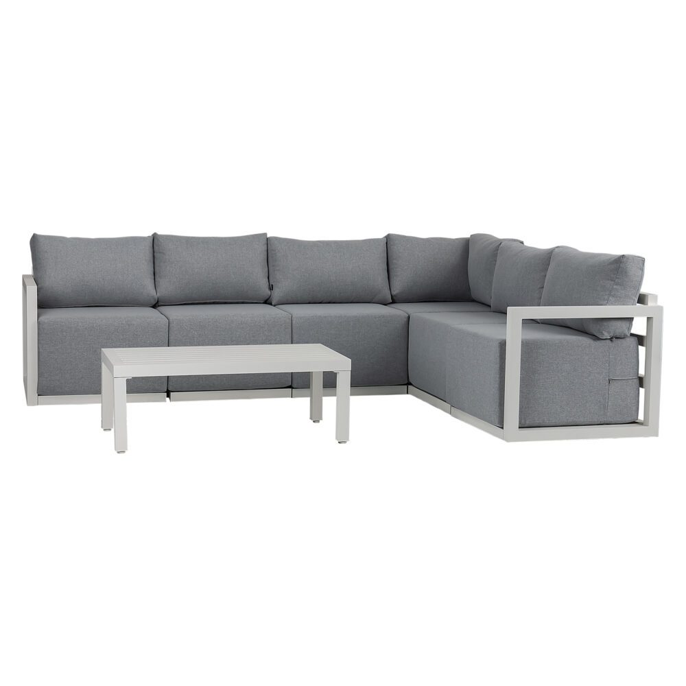 Alfresco Contemporary All-Weather Lounge Set – White 5