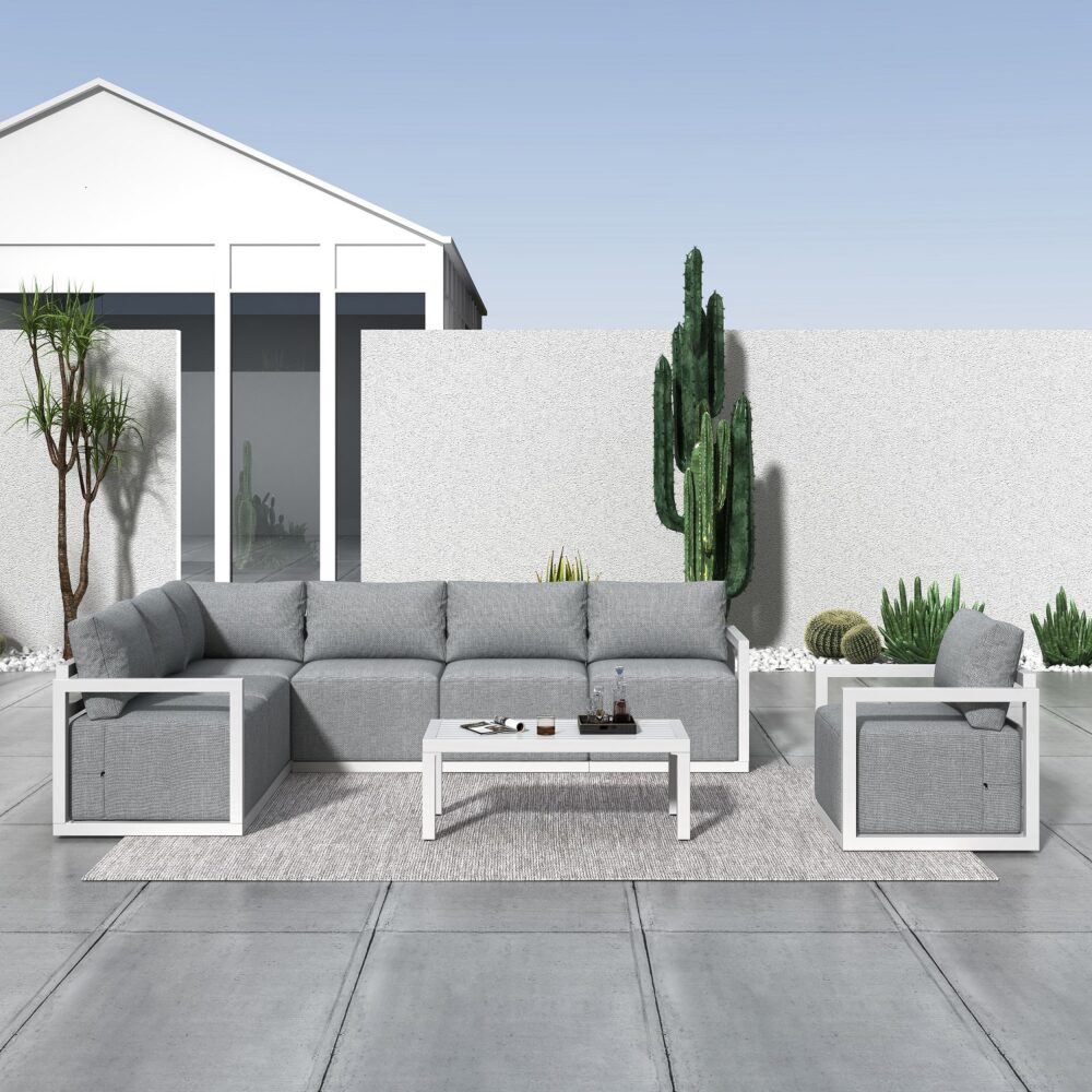 Alfresco 7-Seat Garden Lounge Set – White 3