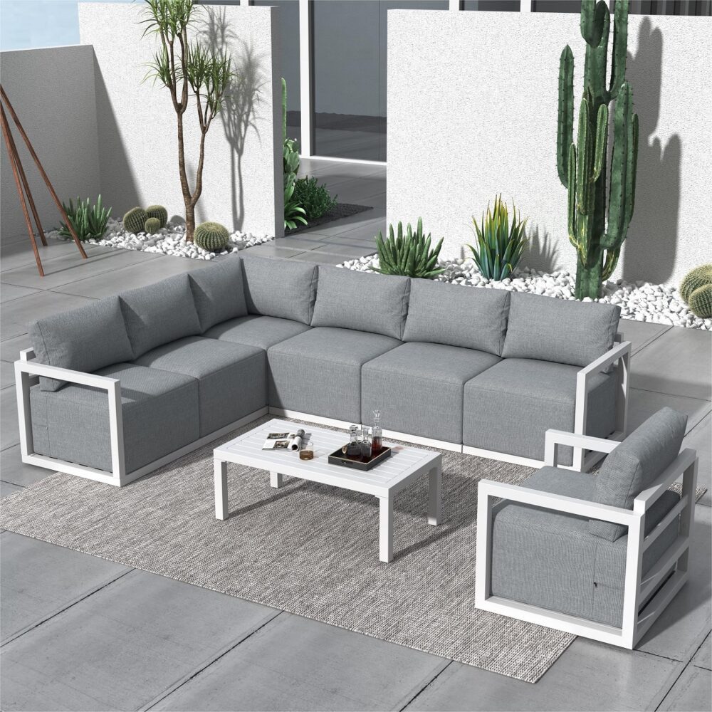 Alfresco 7-Seat Garden Lounge Set – White 4