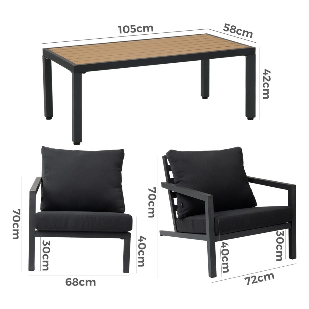 Aidan Garden Furniture Set in Slate Grey — 5 pieces 9